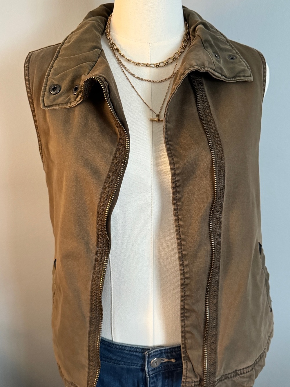 Anthropologie Marrakech Canyon Sherpa Moto Vest Olive Green XS